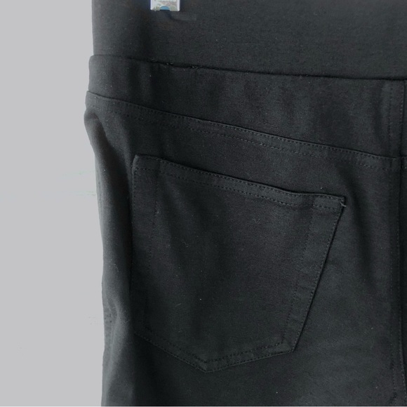 BOSTON PROPER Faux Leather Mixed Fabric Stretch Pull On Skinny Pants M Black - Picture 6 of 8